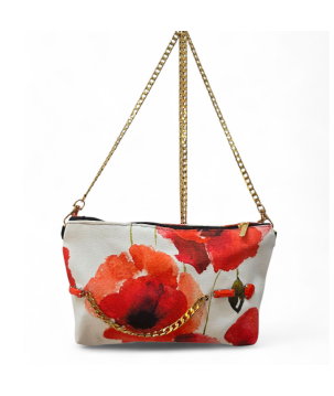 POCHETTE IN TESSUTO STAMPA PAPAVERI