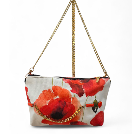 POCHETTE IN TESSUTO STAMPA PAPAVERI