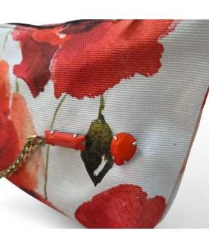 POCHETTE IN TESSUTO STAMPA PAPAVERI