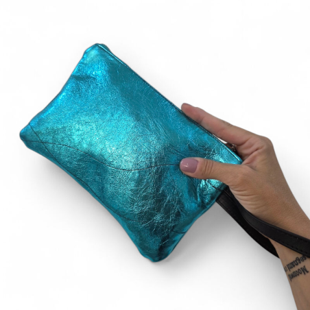 Trousse in pelle con manico da Polso,  prodotto Made in Italy
