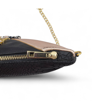 POCHETTE IN PELLE, CON CHIAVE DI VIOLINO RICAMATA, SWAROVSKI