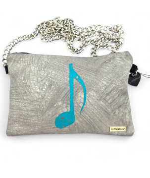 POCHETTE IN PELLE CON NOTA DIPINTA A MANO