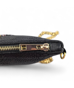 POCHETTE IN PELLE, CON CHIAVE DI VIOLINO RICAMATA, SWAROVSKI