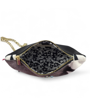 POCHETTE IN PELLE, CON CHIAVE DI VIOLINO RICAMATA, SWAROVSKI