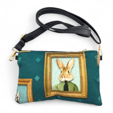 POCHETTE IN PELLE, CON CHIAVE DI VIOLINO RICAMATA, SWAROVSKI