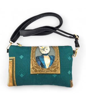 POCHETTE IN PELLE, CON CHIAVE DI VIOLINO RICAMATA, SWAROVSKI
