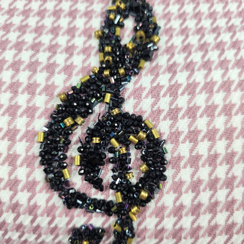 BORSA IN TESSUTO PIED DE POULE RICAMATA