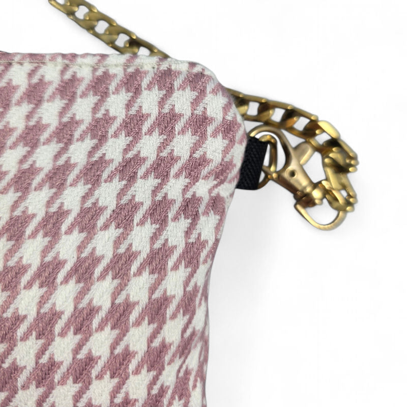 BORSA IN TESSUTO PIED DE POULE RICAMATA