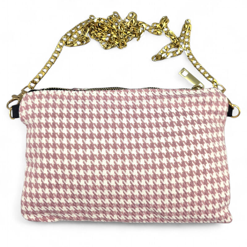 BORSA IN TESSUTO PIED DE POULE RICAMATA