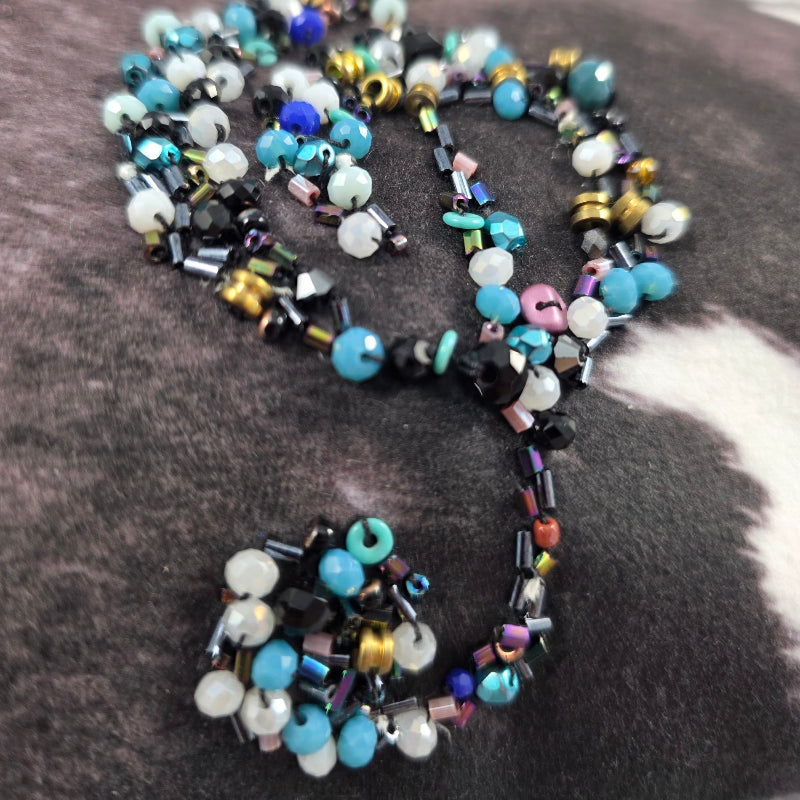 BORSA IN TESSUTO PIED DE POULE RICAMATA