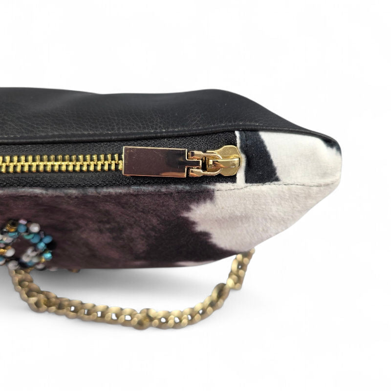 BORSA IN TESSUTO PIED DE POULE RICAMATA