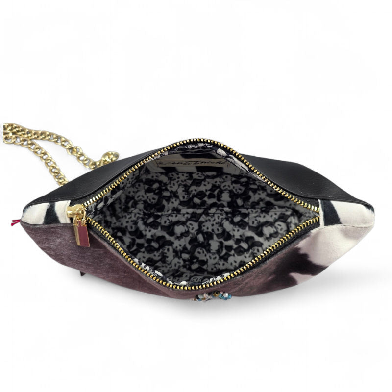 BORSA IN TESSUTO PIED DE POULE RICAMATA