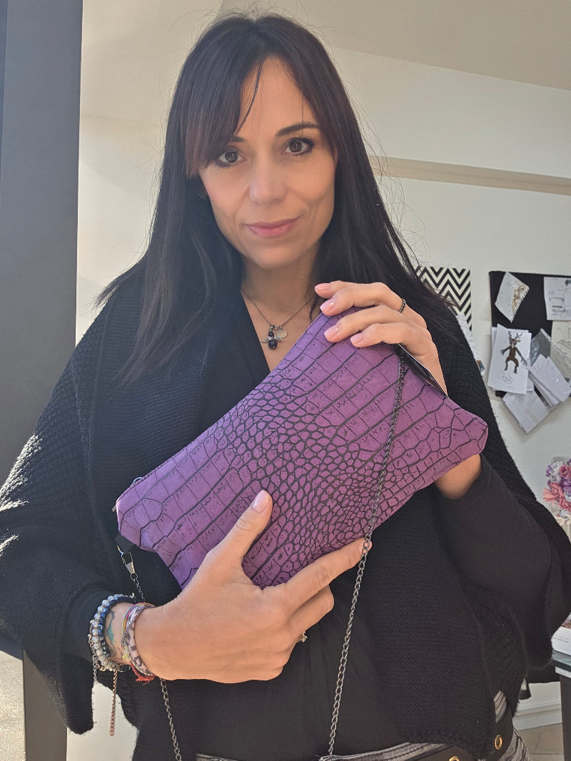 POCHETTE IN PELLE STAMPATA