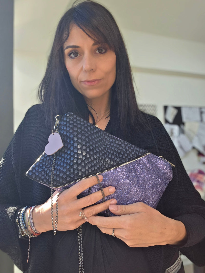 POCHETTE IN PELLE DOPPIO COLORE