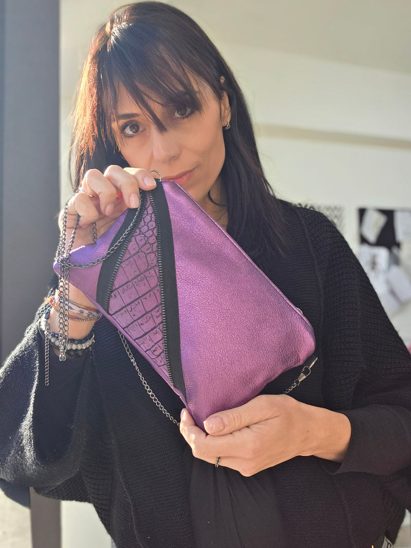 POCHETTE IN PELLE DOPPIO COLORE