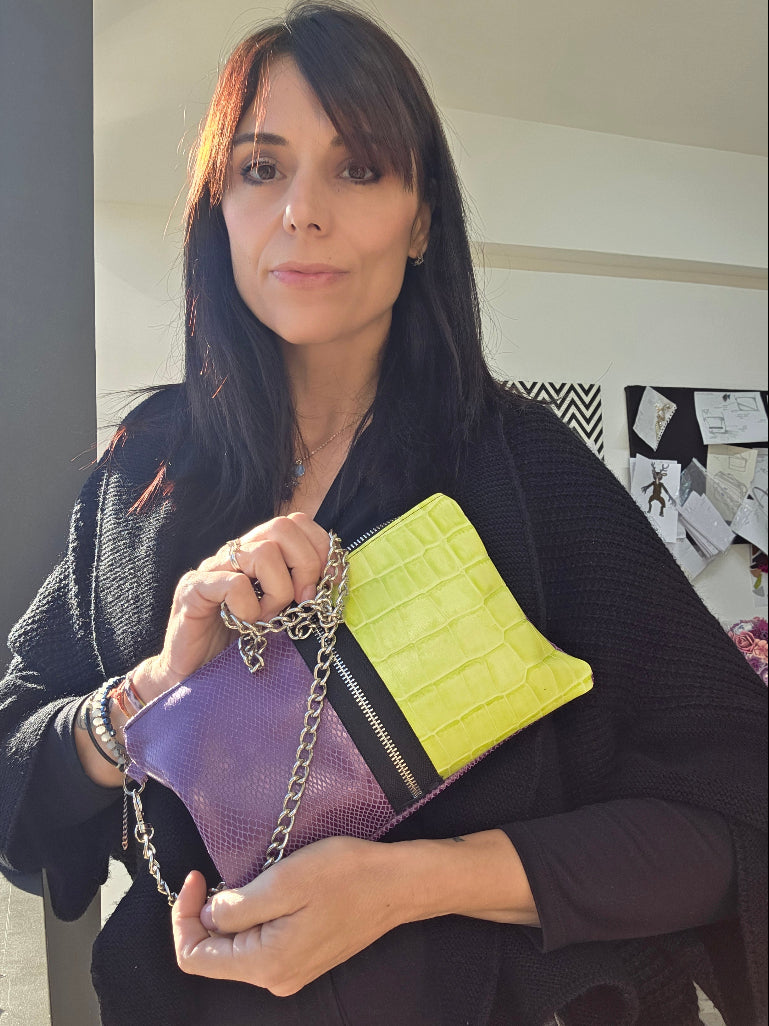 POCHETTE IN PELLE DOPPIO COLORE