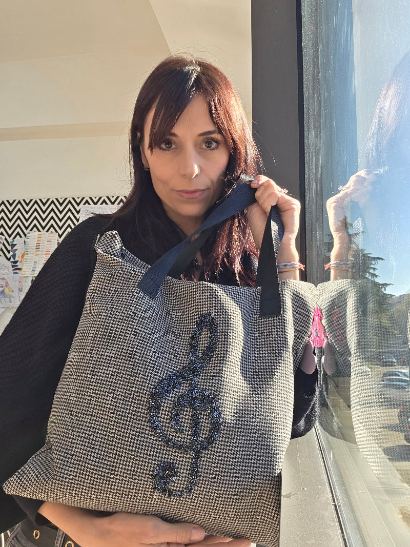 TOTE BAG, BORSA GRANDE CON RICAMO