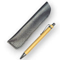 SET PENNA E PORTAPENNA IN PELLE, PERSONALIZZABILI. VARIANTE GRIGIO