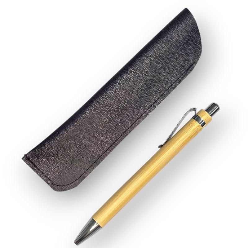 SET PENNA E PORTAPENNA IN PELLE, PERSONALIZZABILI. VARIANTE VIOLA