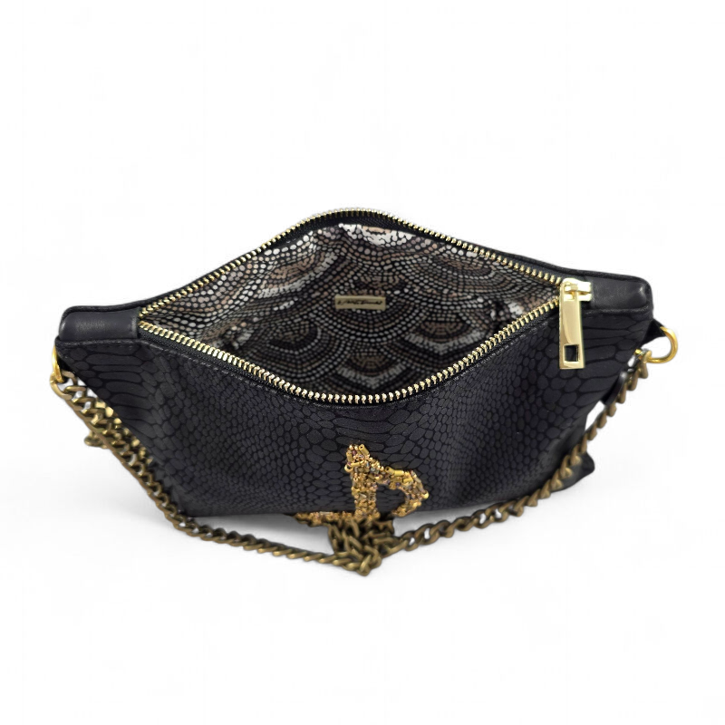 POCHETTE IN SIMILPELLE E NOTA MUSICALE RICAMATA