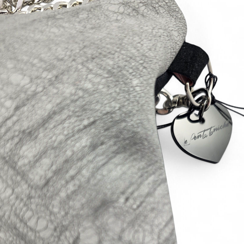 POCHETTE IN PELLE CON NOTA DIPINTA A MANO