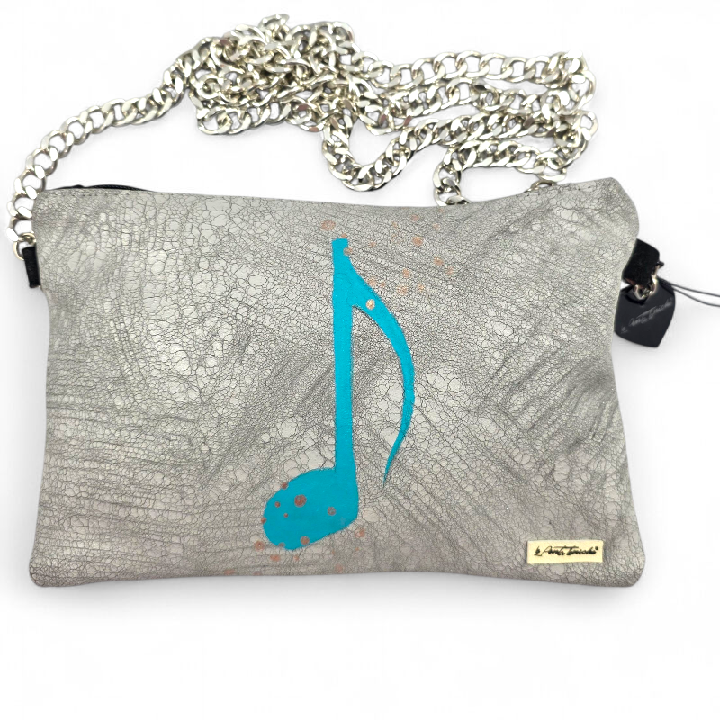 POCHETTE IN PELLE CON NOTA DIPINTA A MANO