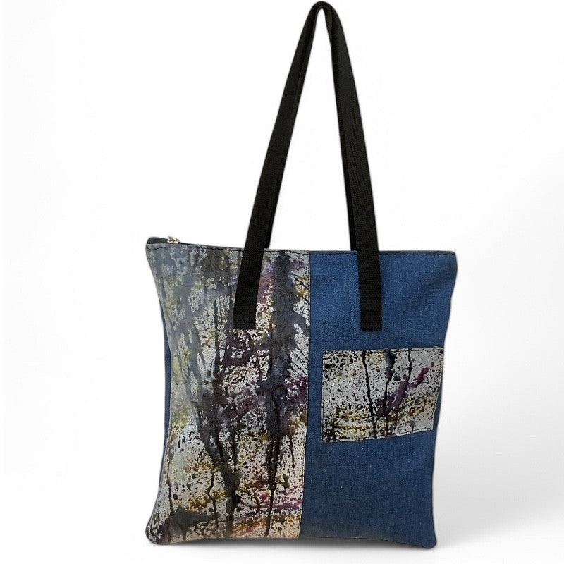 BORSA GRANDE, PELLE E JEANS